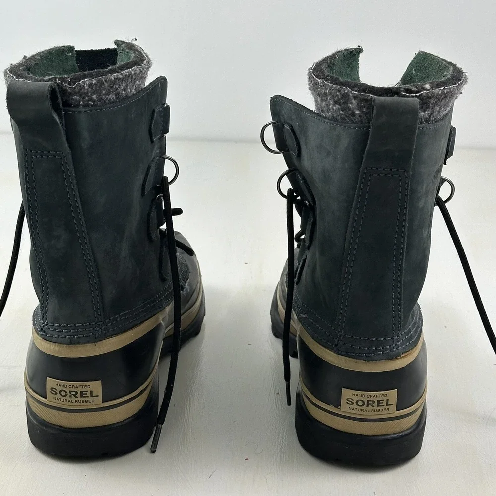 Sorel Caribou Lined Snow Boots Men's 7‎ Winter Waterproof Leather Rubber Blue